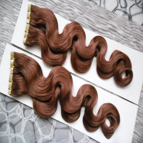 Tape In Human Hair Extensions Body Wave 80pcs Remy Hair In Adhesives PU Tape Invisible Skin Weft 200g