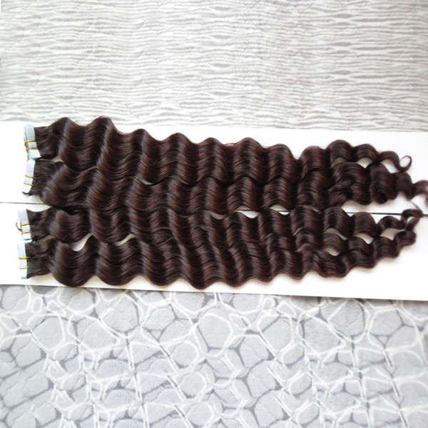 Deep Wave Tape in Hair Balayage Color 100% Real Remy Human Hair Extensions 200g 80pcs Per Package Seamless Tape on Hair