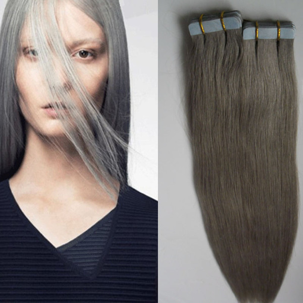 8A 100g grey leather Harnesses Skin Weft Tape in Hair Extensions Remy 40 pieces Natural invisible Tape Hair Extensions Human Hair