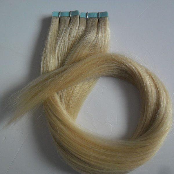 Hot Tape in Hair Extensions Remy 40pcs Blond Brazilian Straight Skin Weft tape hair extensions Human Tape Hair Extensions 16