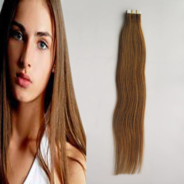 Wholesale 40pcs/Lot Brown Tape Hair Extensions 100g Tape Hair Extensions Adhesive Straight Skin Weft invisible tape hair extensions