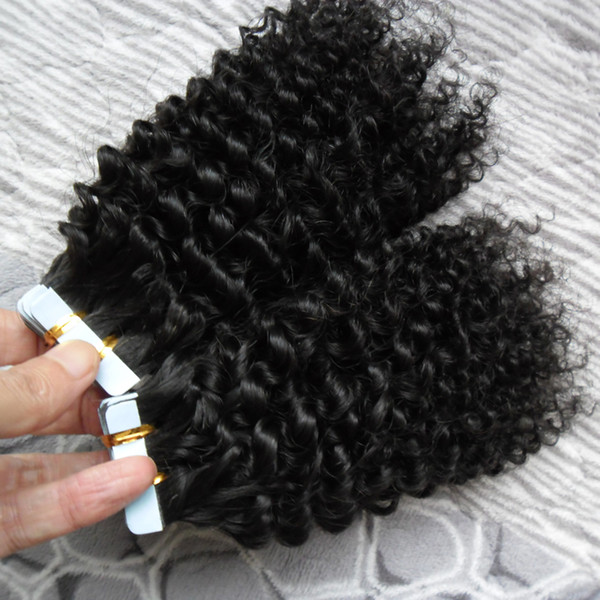 40pcs curly tape hair extensions 100g Human Tape in kinky curly human hair extensions