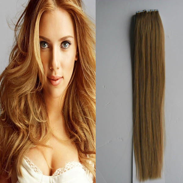 Remy Tape Hair Extensions Real Brazilian Human Hair Skin Weft Pure Color Tape in Hair 40PCS 100G 14