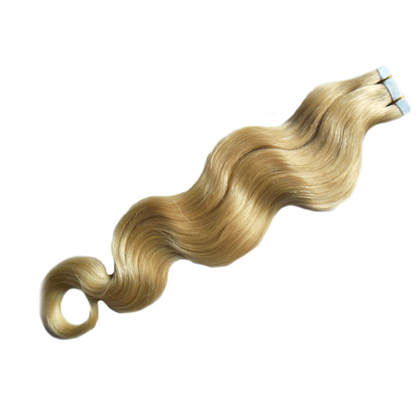 Blonde Brazilian hair Body wave tape extensions virgin 50g Skin weft hair extensions tape in human hair extensions 20 pieces