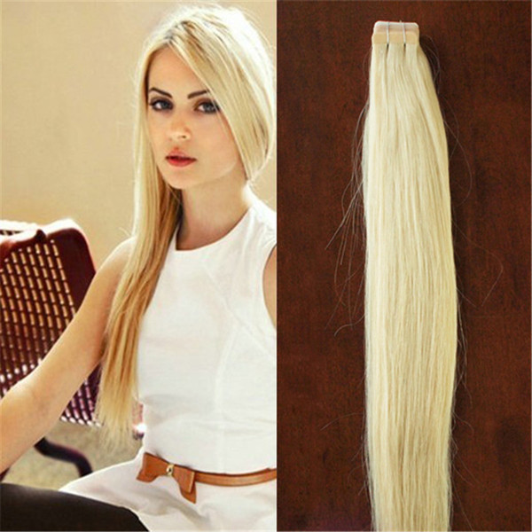 613 Bleach blonde human hair Tape Human Hair Extension Straight Brazilian Skin Weft Hair 40 pcs 100g