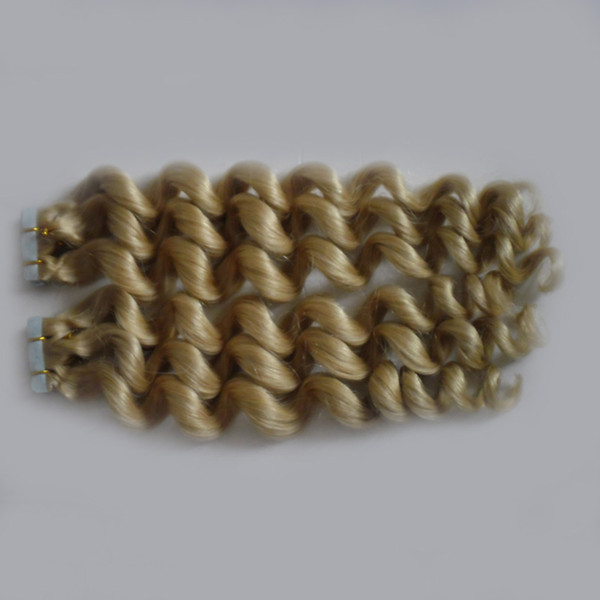 Loose wave Tape in human hair extensions 100g 40pcs Use of human hair #613 Bleach Blonde brazilian virgin hair tape