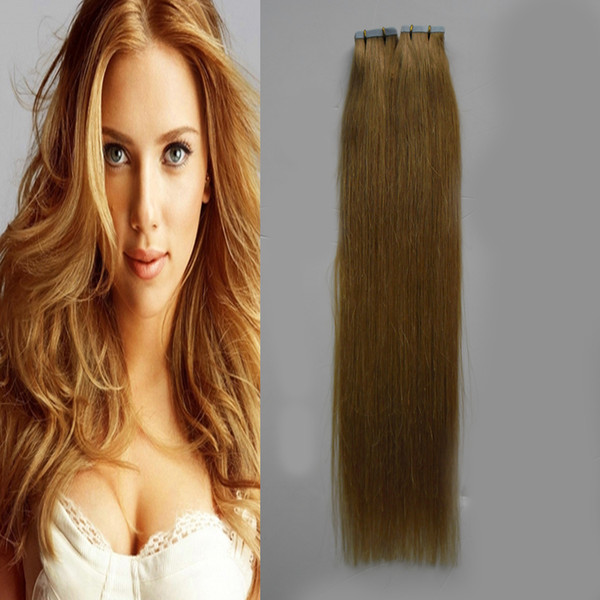 Brazilian virgin hair honey blonde Pu Skin Weft Hair Extensions 40 pcs Adhesives 100g tape in human hair extensions