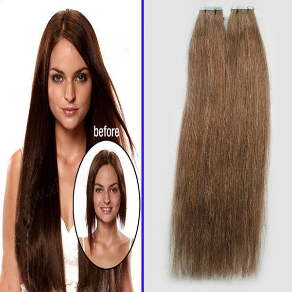 Skin weft seamless hair extensions Brazilian virgin hair human tape extensions 40 pieces 100g hair extension double sided tape Brazili