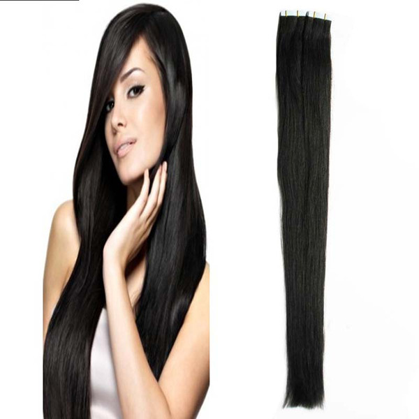 Tape in human hair extensions 40 pcs Apply Tape Adhesive Skin Weft Hair Natural color Brazilian Hair Skin Weft Tape Extensions 100g