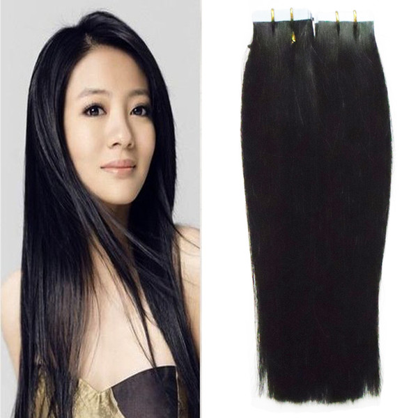 Apply Tape Adhesive Skin Weft Hair Natural color Brazilian Straight hair 40 pieces 6A 100g Skin Weft Tape Hair Extensions