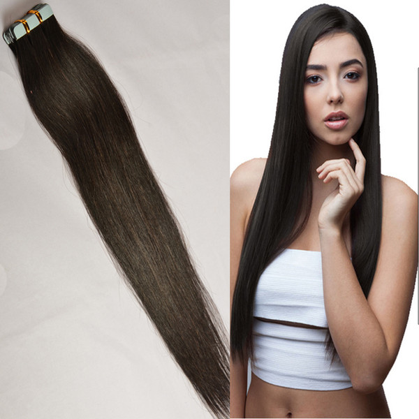 Natural Color 8a Brazilian Virgin Tape In Hair Extensions Remy 40 piec hair extension tape ins 100g Skin Weft Tape Hair