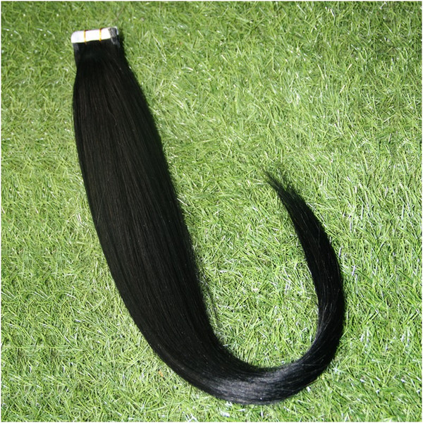 Natural Black 100g Straight Brazilian Virgin Hair 40pcs PU tape in human hair extensions Skin Weft human hair adhesive tape