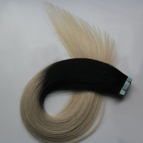 Ombre Brazilian Hair Straight skin weft hair extensions tape 40 pieces tape in human hair extensions 100g yuntian