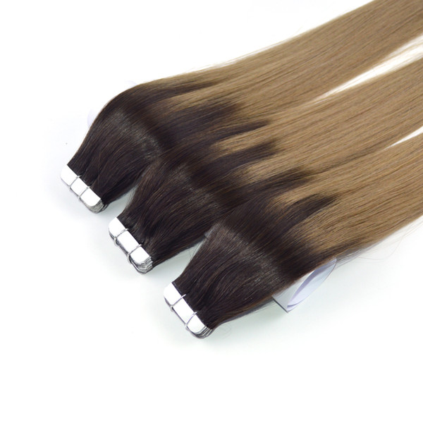 Color Double Drawn 18 20 22 24 inch Glue Skin Weft PU Tape in Human Hair Extensions INDIAN REMY huge stock delivery 100g=40pcs