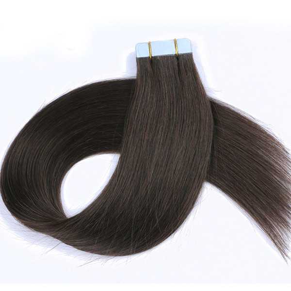 Brazilian Virgin Remy Human Hair Brown Color PU Weft Thin Skin Weft Double Face Stick Tape Hair Extension