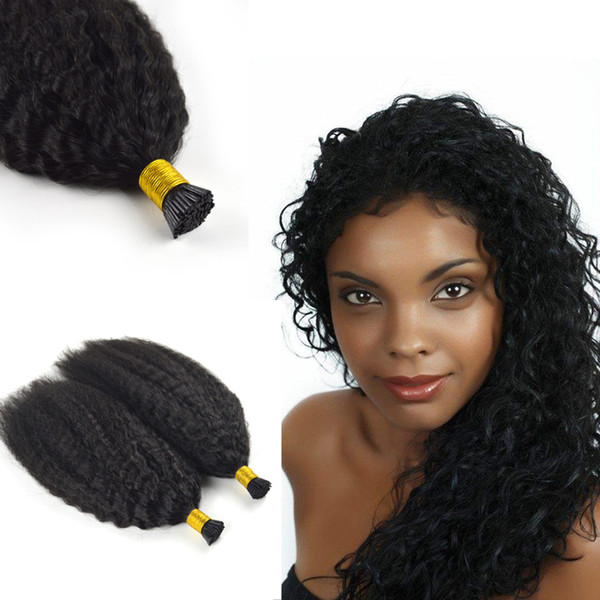 Brazilian Human Hair I Tips 1g Per Strand 100g Per Package Afro Kinky Curly Remy Straight Hair African American Fusion Hair Pre bonded