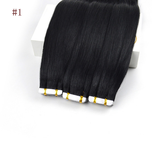 PU Tape in Hair Extension Dark Color straight 100% Remy Human Hair Bonding Sided Tape Seamless Skin Weft Hair 20pcs/50g