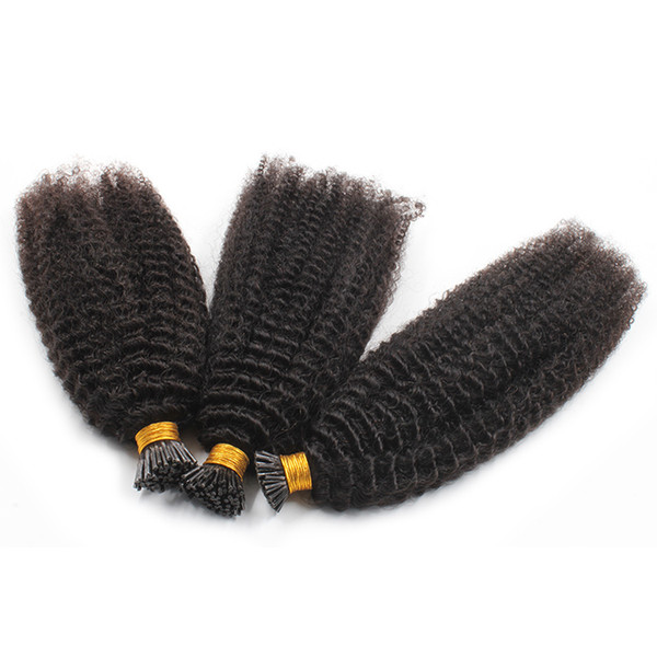 Afro kinky curly I tip hair extension 100% human hair 1G/strand natural color virgin hair