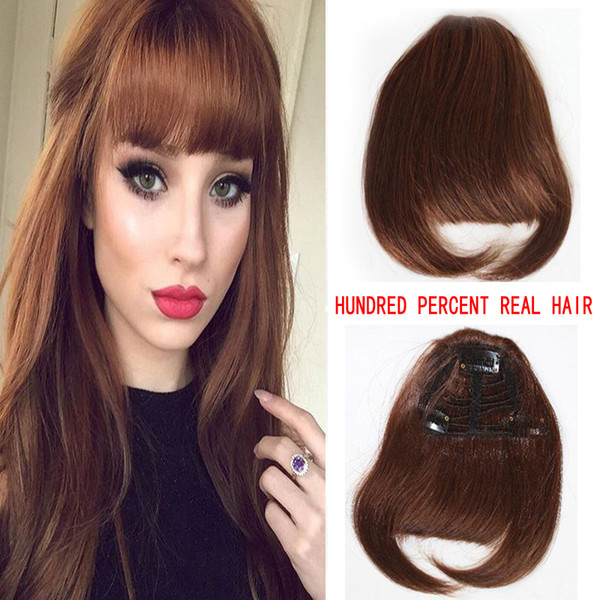 Clip in Human Hair Fringe with Temple Front Neat Bangs Hair Extension Thick Full Tied Bangs Flat Fringe Hair Piece for Women