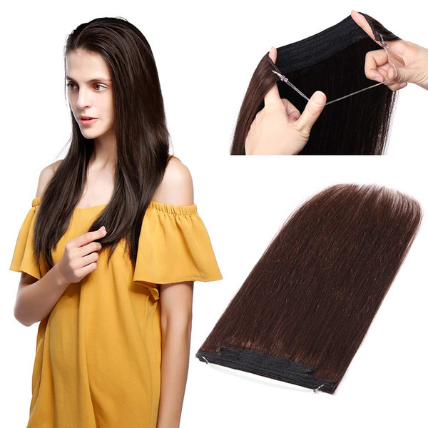 Thick Hidden Invisible Crown Human Hair Extension One Piece Secret Miracle Wire in Hairpieces No Clip No Tape in Remy Hair Translucent Fish