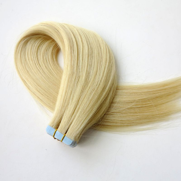 50g 20pcs Tape In Human Hair Extensions 18 20 22 24inch #613/Beach Blonde color Adhesive Skin Wefts PU Tape Hair