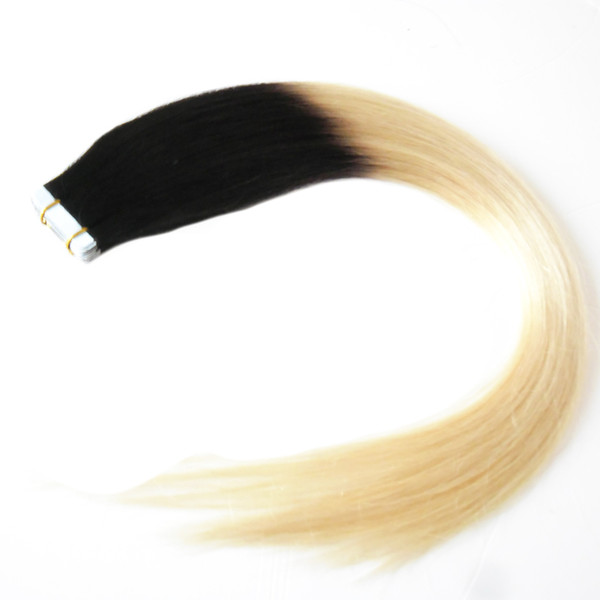 T1B/613 Ombre Hair Extensions Adhesive 40pcs Straight Skin Weft Tape In Human Remy Hair Extensions Tape Hair Extensions 100g Free Shippin