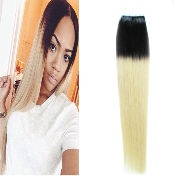 Ombre hair extensions Brazilian Straight Tape In Hair Extensions 1B/613 Blonde Apply Tape Adhesive Skin Weft Hair 100g 40pcs