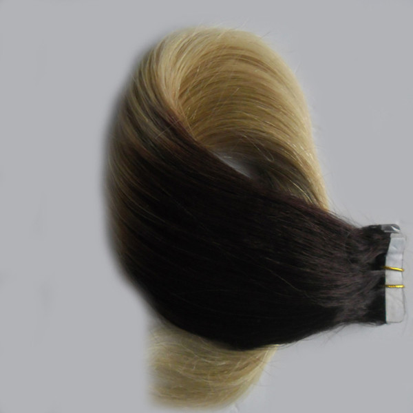 T1B/613 Indian Straight Hair blond Human Hair 40 pieces 100g pu skin weft tape in human hair extensions