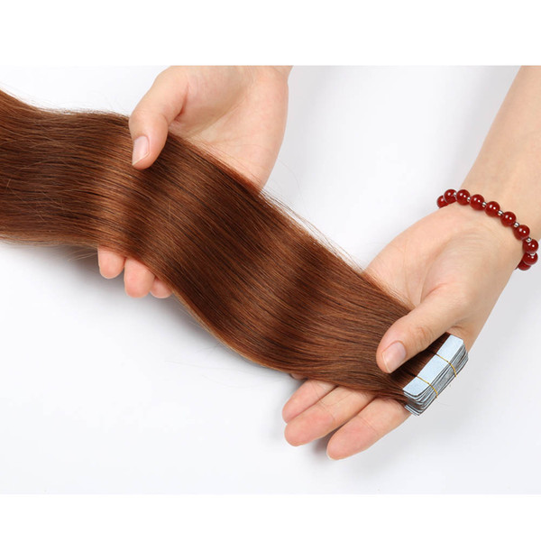 Tape in Extensions Human Hair Red Brown Real Double Face human hair #30 Medium Auburn Extensions Remy Tape Hair