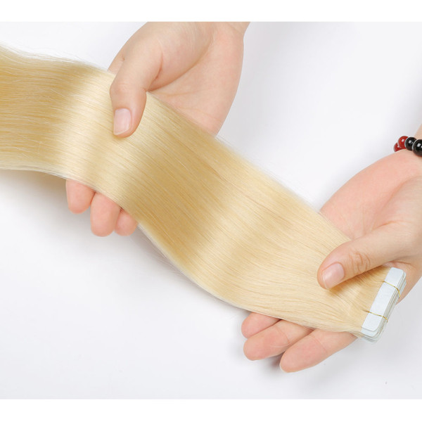 Cheap Russian Invisible adhesive tape hair extension Double drawn Wholesale Blonde Human double side Remy tape in hair extension