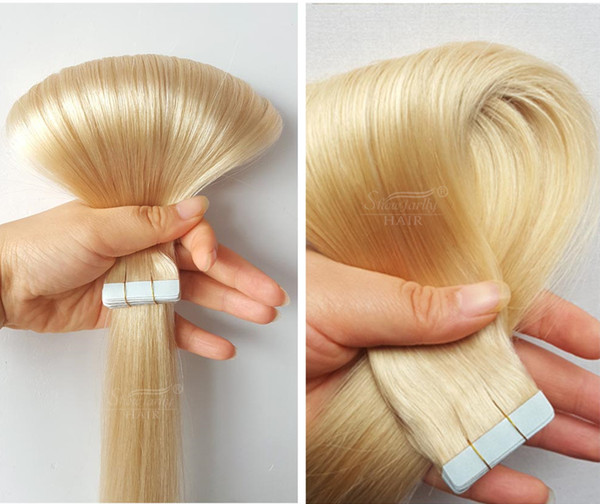 50g 20pcs tape in human hair extensions skin weft 20 22 24 inches #60 Platinum Blonde Brazilian Indian tape in hair extensions