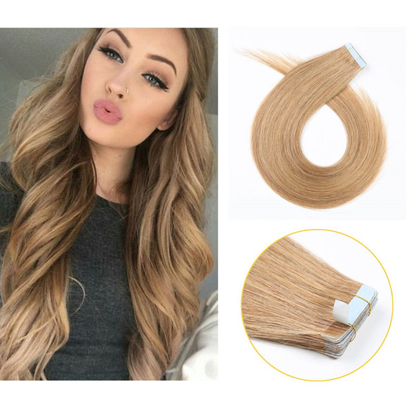 #10 Color Peruvian Virgin Remy Tape in Extensions 20pcs Invisible Slavic Tape in Human Hair Extensions