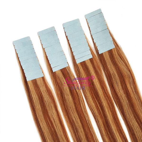 Multiple colors double drawn tape in hair extensionP4/27, Germany double side tape in human hair extension