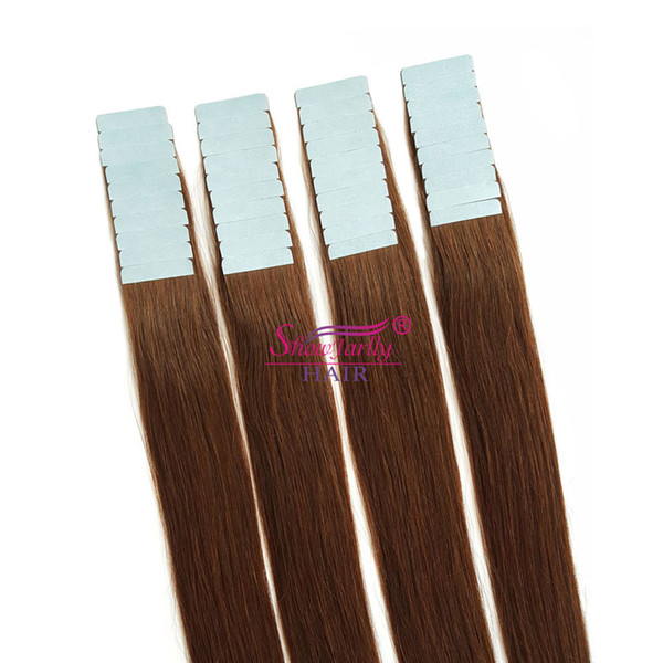 Seamless Remy Tape in Hair Extensions Real Human Hair Dark Brown 16inch Straight Professional Tape on Skin Weft Hair Extensions #2