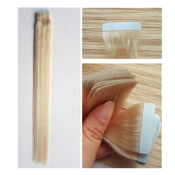 100% european tape hair extension self adhesive tape in human hair extension in Dubai #60 (Platinum Blonde / Bleached Blonde)