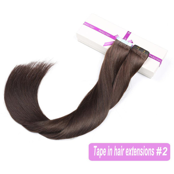 Indian Skin Weft Tape in Hair Extensions Double Sided Remy 22 inch Dark Brown Color PU Human Hair Extensions