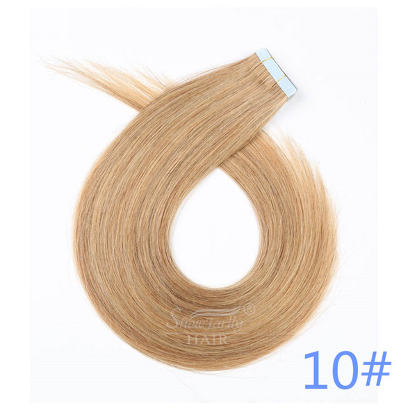 Good Quality tape in hair extensions UK 100% virgin real hair 10# straight 22inch 50g skin weft tape in hair extensions for sale