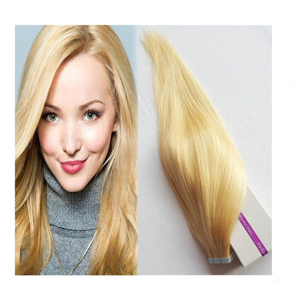 Blonde Color Tape in Hair Extensions Balayage Straight Skin Weft Indian Virgin Remy Human Tape in Hair Extensions