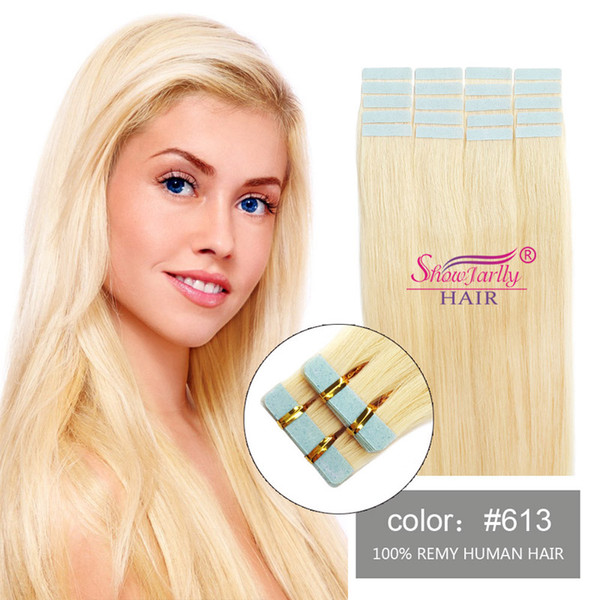 #613 Blonde Double Sided Tape No Shedding Silky Straight tape in hair extensions human remy Hair