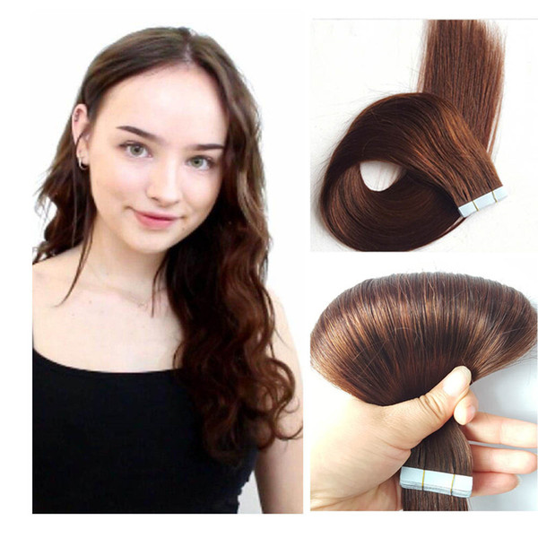 20pcs 30g Brazilian virgin remy tape in hair extensions 16 inch #4 skin weft tape in extensions for sale