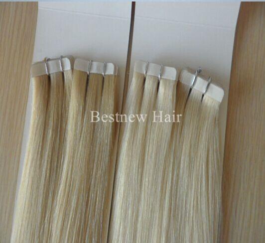 SUPER QUALITY Tape In Hair Extensions Indian Remy PU Hair Extension #60 #613 100g 40pcs 16