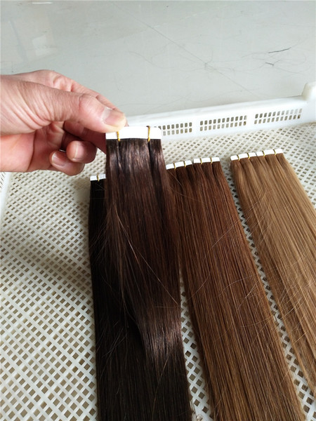 Silk Straight 4cm Width 16''-24'' 2.5g/pc 40pcs/100g Color#2 Dark Brown Remy Hair Skin Weft Tape In Human Hair Extensions