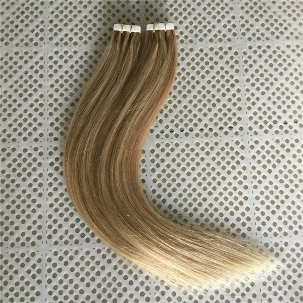 LUMMY PU Skin Weft Tape in Hair Extensions Piano Color #18/#613 14