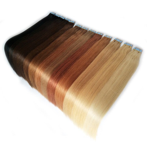 New Tape In Human Hair Extensions Skin Weft Hair Extensions 100g/40pieces Cuticle Aligned Hair, 20 Colors Optional, Factory Wholesale