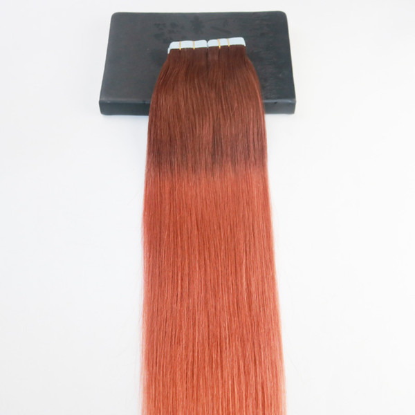 Tape In Hair Extensions 14-24Inch Ombre #33 Fading to 350# Brzailian Remy Hair Full Set Skin Weft Hair Extensions 40Pcs 100G Per Package