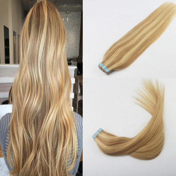 10a grade tape in hair extensions p16/22 brazilian remy straight tape in human hair extensions for women 40Pcs 100G