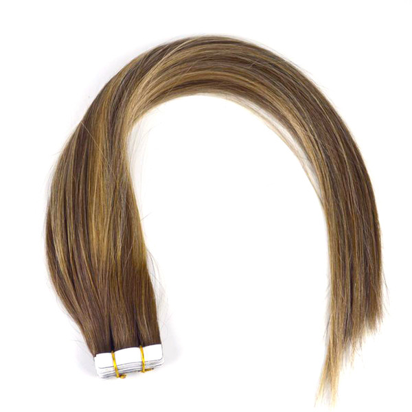 Labeh Tape in Hair Extensions Straight Multi Color Chocolate4/27/4#Ba Chocolate Brown mixed Honey Blonde Remy Tape in Human Hair Extensions