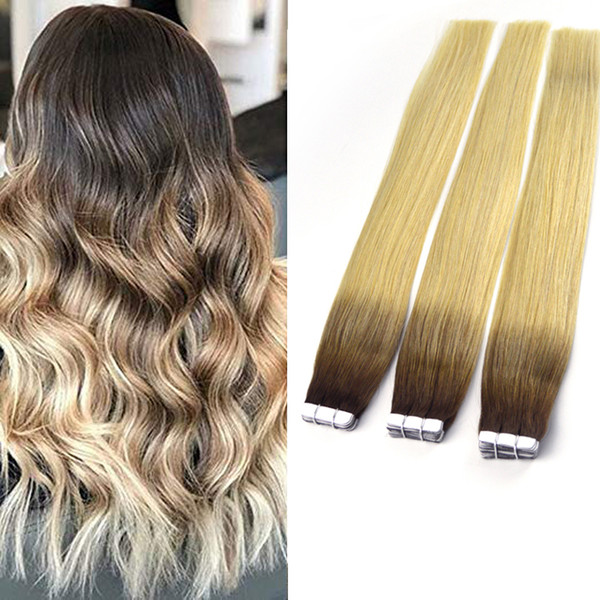 Wholesale European 100% Virgin Human Hair Extensions In Dubai Double Sided Remy Cuticle Tape Hair 20pcs