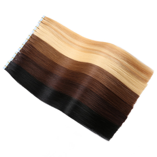 Best 10A 150g Virgin Remy Tape In Human Hair Extensions Full Cuticle Original Brazilian Peruvian Indian Malaysian Skin Wefts PU Tape Hair