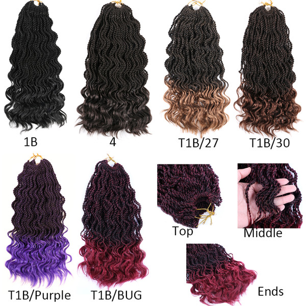 14 inch wavy senegalese twist crochet hair free ends synthetic hair fiber 35 hands Box Braids Ombre Braiding 